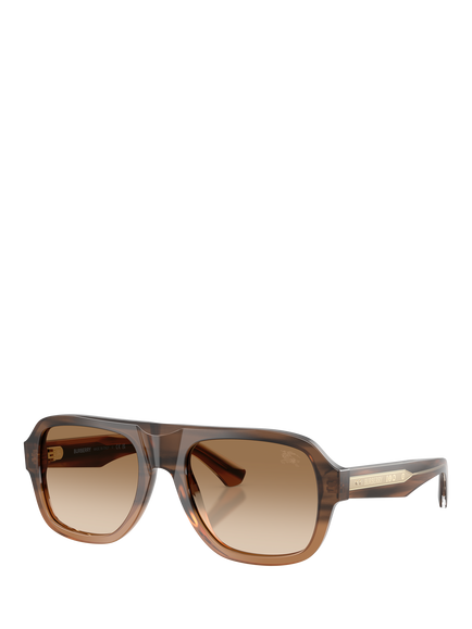 Burberry BE4478 Men's Aviator Sunglasses, Striped Beige Gradient/Brown Gradient, Striped Beige Gradient/Brown Gradient