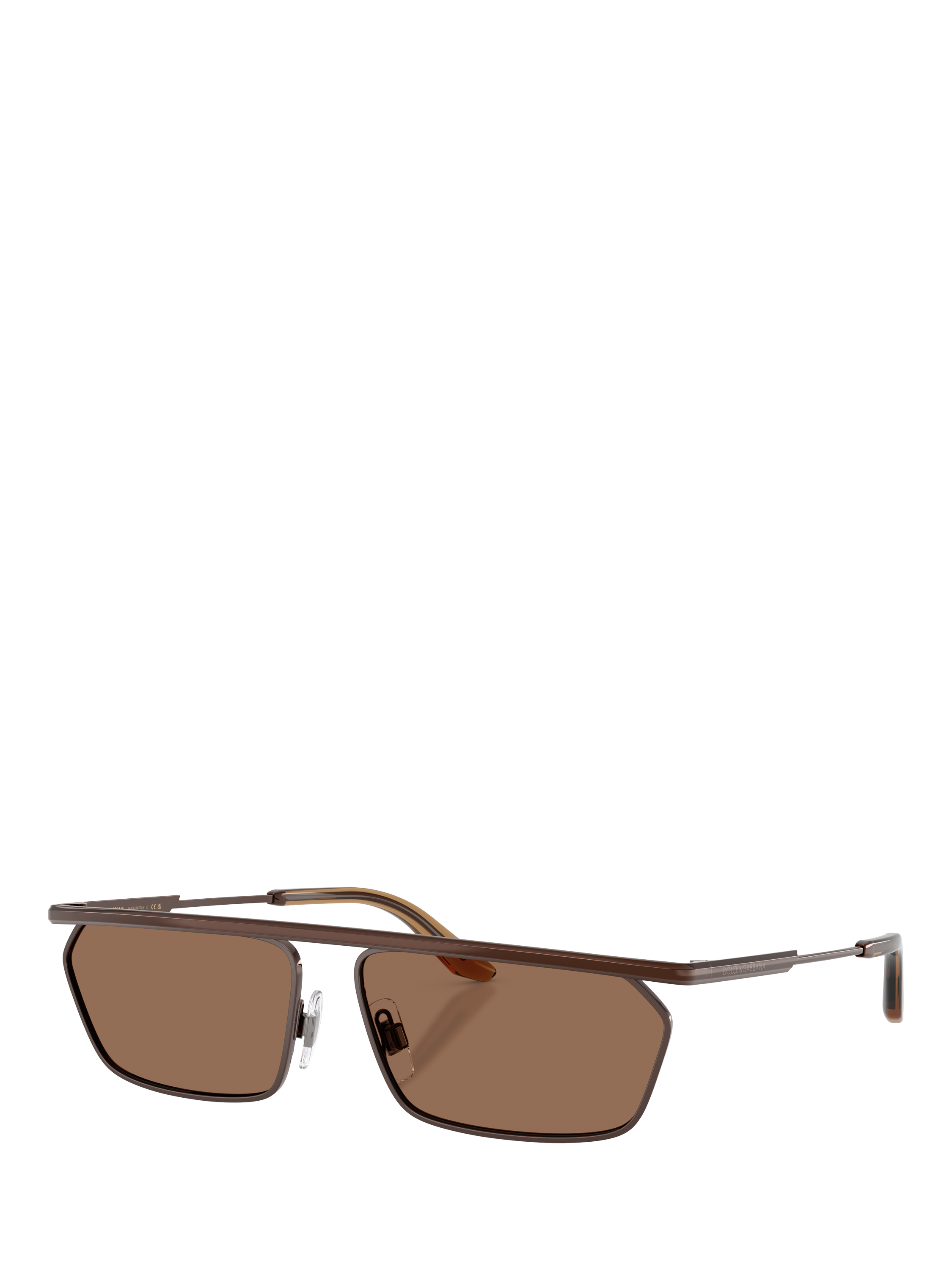 Product image 1 of 4, which shows Dolce & Gabbana DG2327 Men's Rectangular Sunglasses, Matte Brown/Brown