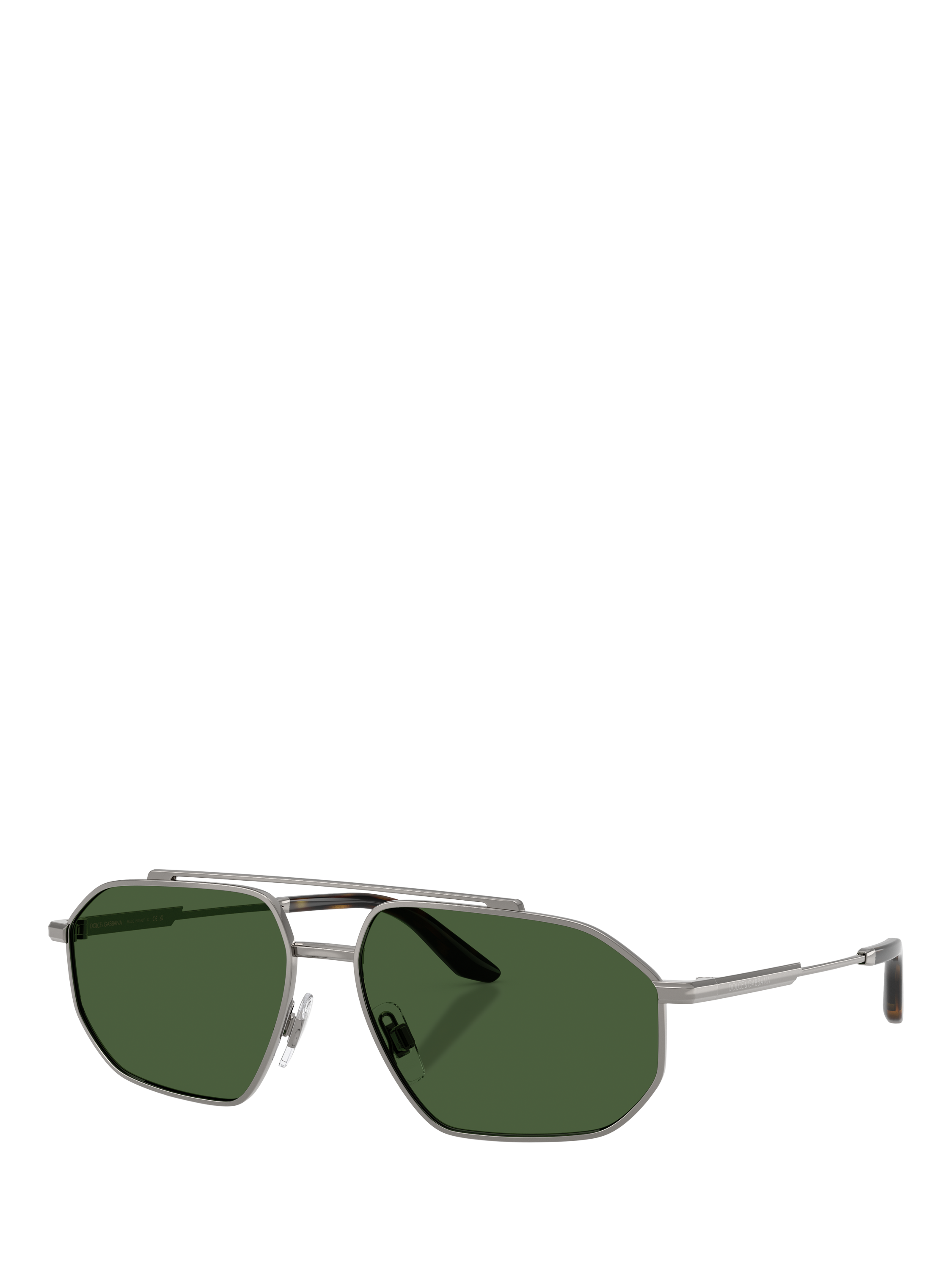 Product image 1 of 4, which shows Dolce & Gabbana DG2328 Men's Aviator Sunglasses, Gunmetal/Green