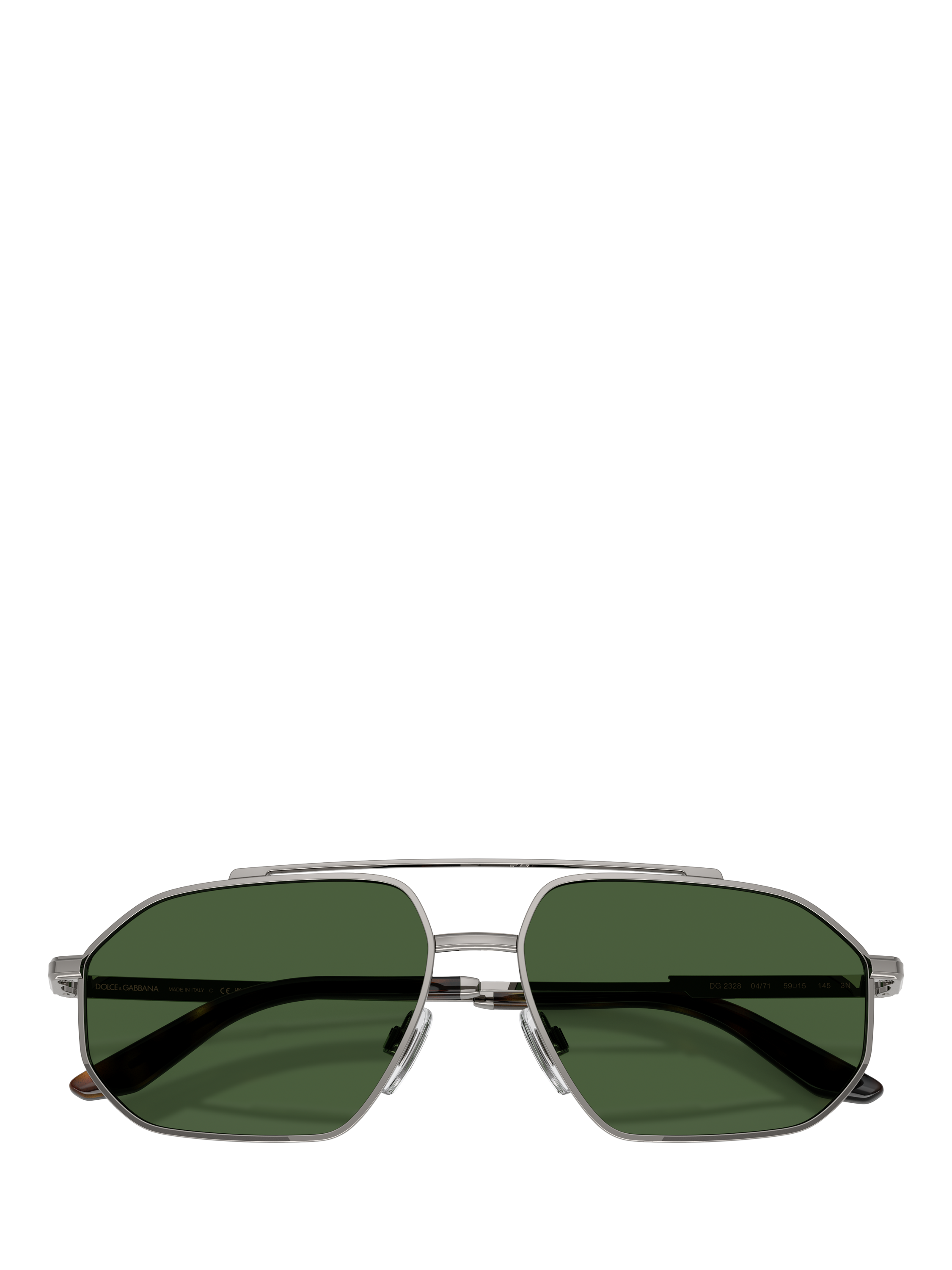Product image 4 of 4, which shows Dolce & Gabbana DG2328 Men's Aviator Sunglasses, Gunmetal/Green