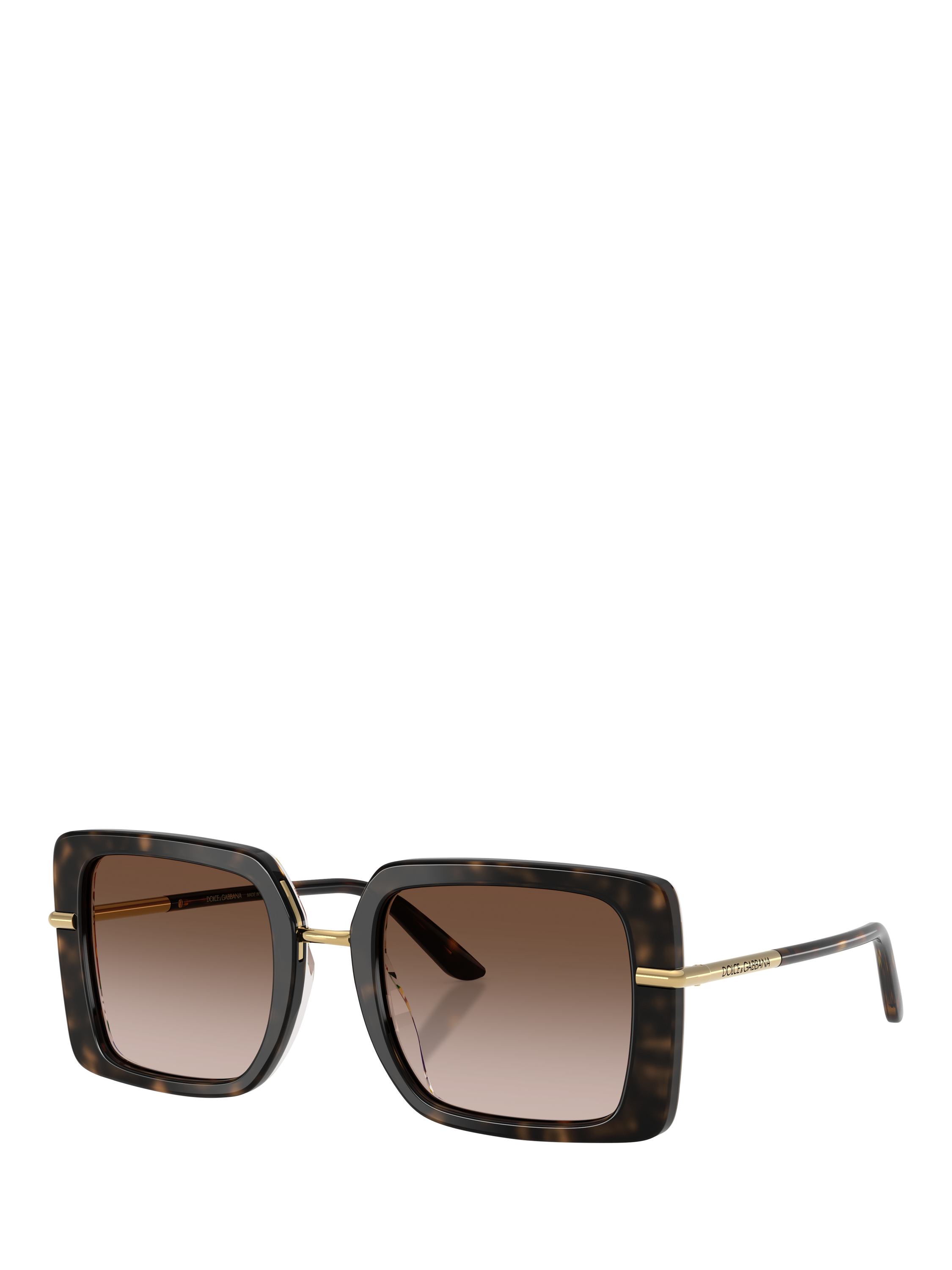 Product image 1 of 5, which shows Dolce & Gabbana DG4491 Women's Square Sunglasses, Havana On White Barrow/Brown Gradient