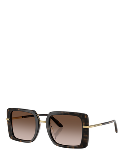 Dolce & Gabbana DG4491 Women's Square Sunglasses, Havana On White Barrow/Brown Gradient