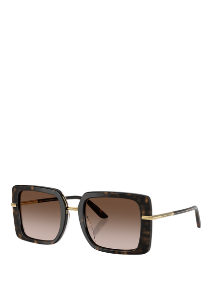 Dolce & Gabbana DG4491 Women's Square Sunglasses, Havana On White Barrow/Brown Gradient