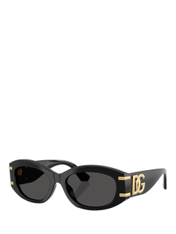 Dolce & Gabbana DG4502 Women's Oval Sunglasses, Black/Grey, Black/Grey