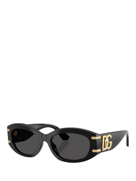 Dolce & Gabbana DG4502 Women's Oval Sunglasses, Black/Grey, Black/Grey