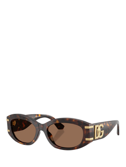 Dolce & Gabbana DG4502 Women's Oval Sunglasses, Havana/Brown, Havana/Brown