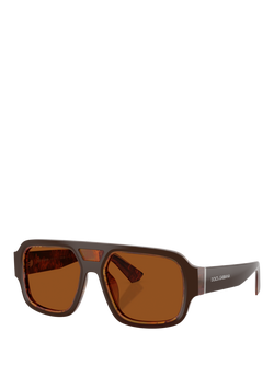 Dolce & Gabbana DG4516 Men's Square Sunglasses, Dark Brown/Brown, Dark Brown/Brown