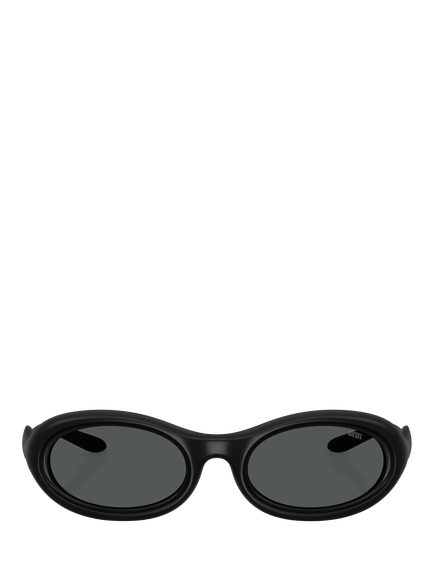 Diesel DL3011 Unisex Oval Sunglasses, Matte Black/Grey - view 2, Matte Black/Grey