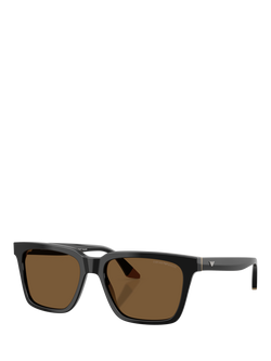 Emporio Armani EA4260 Men's Square Sunglasses, Shiny Black/Brown, Shiny Black/Brown