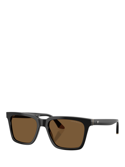 Emporio Armani EA4260 Men's Square Sunglasses, Shiny Black/Brown, Shiny Black/Brown