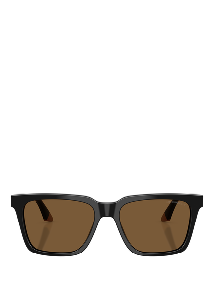 Emporio Armani EA4260 Men's Square Sunglasses, Shiny Black/Brown - view 2, Shiny Black/Brown