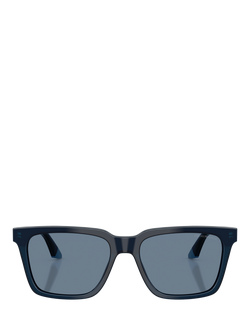 Emporio Armani EA4260 Men's Polarised Square Sunglasses, Shiny Opal Blue/Light Blue - view 2, Shiny Opal Blue/Light Blue