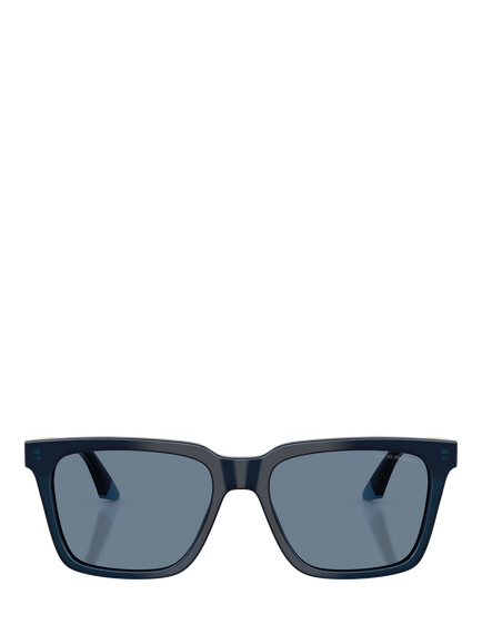 Emporio Armani EA4260 Men's Polarised Square Sunglasses, Shiny Opal Blue/Light Blue - view 2, Shiny Opal Blue/Light Blue