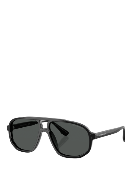 Emporio Armani EA4263 Men's Aviator Sunglasses, Shiny Black/Grey, Shiny Black/Grey