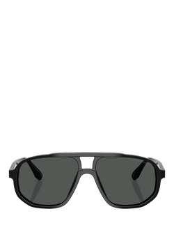 Emporio Armani EA4263 Men's Aviator Sunglasses, Shiny Black/Grey - view 2, Shiny Black/Grey