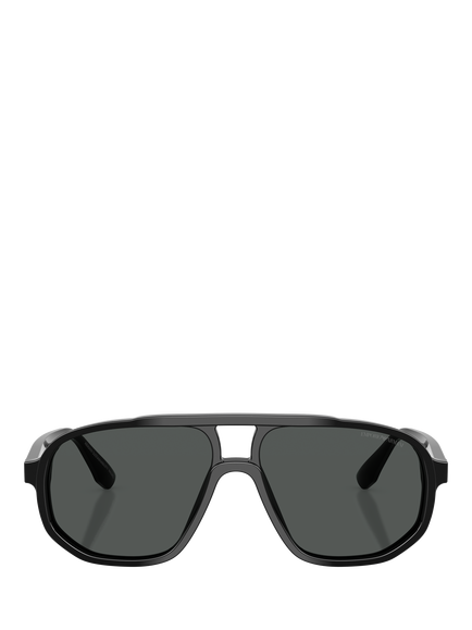 Emporio Armani EA4263 Men's Aviator Sunglasses, Shiny Black/Grey - view 2, Shiny Black/Grey