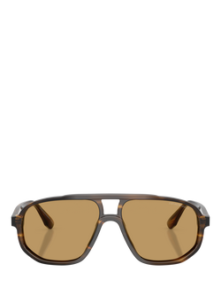 Emporio Armani EA4263 Men's Aviator Sunglasses, Striped Dark Green/Brown - view 2, Striped Dark Green/Brown