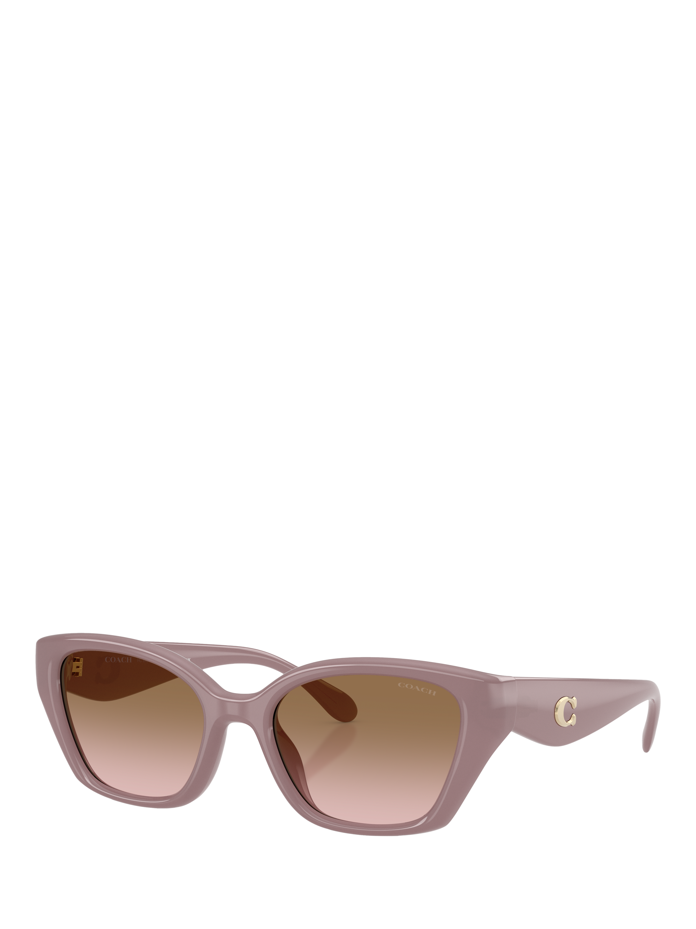 Product image 1 of 3, which shows Coach HC8434 Women's Irregular Sunglasses, Milky Putty/Brown Gradient