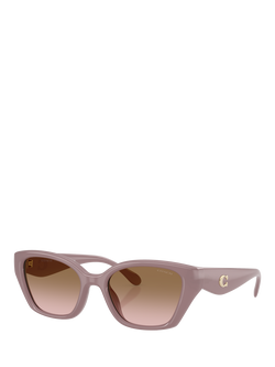 Coach HC8434 Women's Irregular Sunglasses, Milky Putty/Brown Gradient, Milky Putty/Brown Gradient