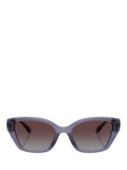Coach HC8434 Women's Polarised Irregular Sunglasses, Transparent Violet/Violet Gradient - view 2, Transparent Violet/Violet Gradient
