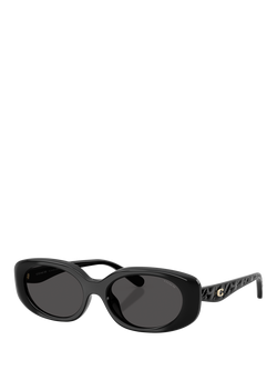 Coach HC8443 Women's Oval Sunglasses, Black/Grey, Black/Grey
