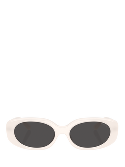 Coach HC8443 Women's Oval Sunglasses, Milky Cloud/Grey - view 2, Milky Cloud/Grey