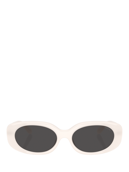 Coach HC8443 Women's Oval Sunglasses, Milky Cloud/Grey - view 2, Milky Cloud/Grey