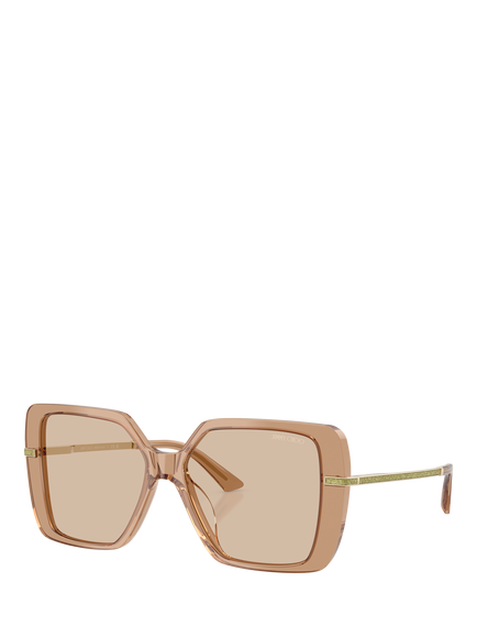 Jimmy Choo JC5048 Women's Square Sunglasses, Transparent Tan/Brown, Transparent Tan/Brown