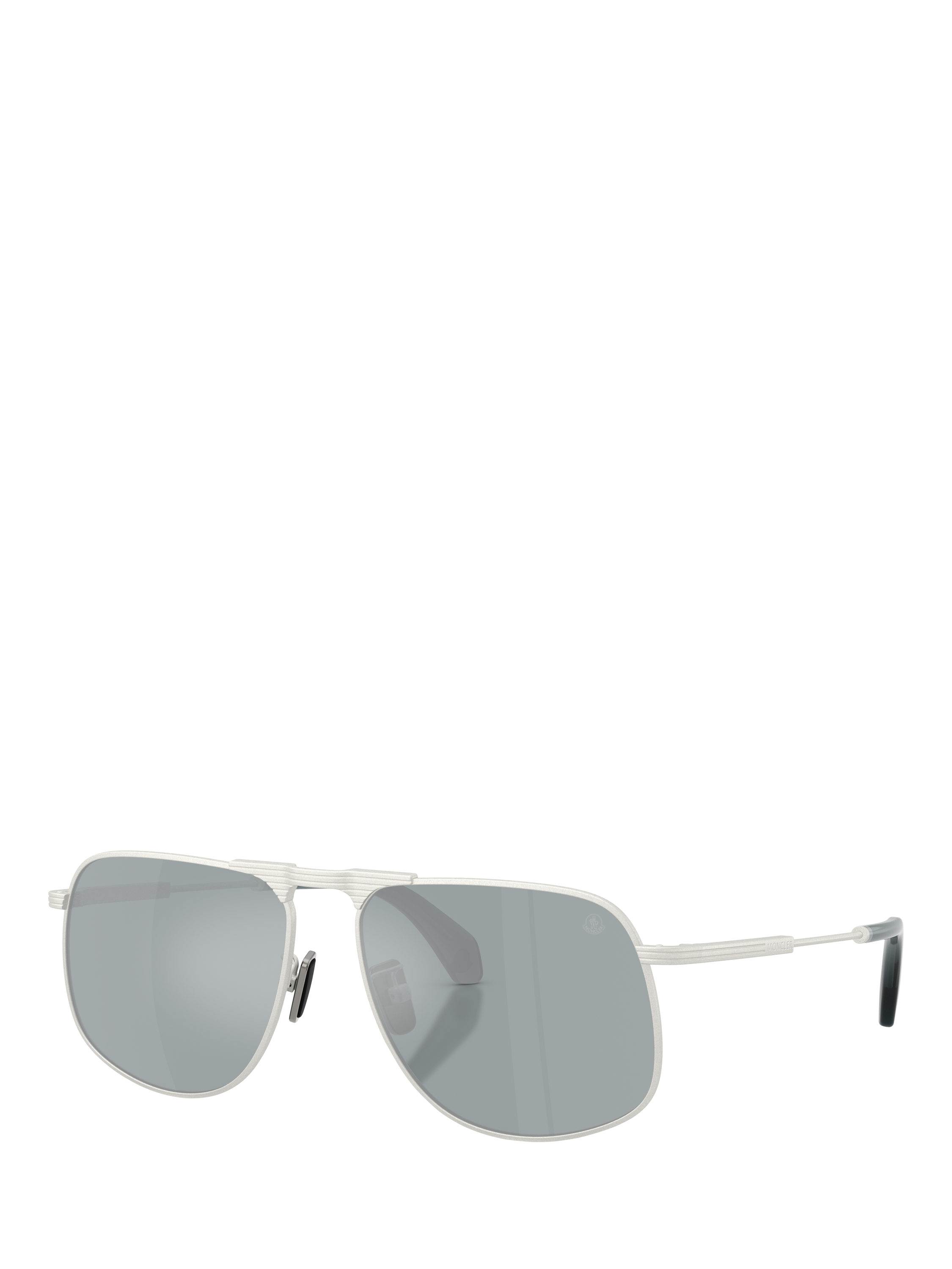 Product image 1 of 5, which shows Moncler ME4014 Unisex Aviator Sunglasses, Matte Silver