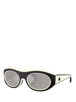 Moncler ME8015 Unisex Oval Sunglasses, Butter/Black, Butter/Black