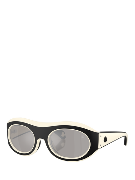 Moncler ME8015 Unisex Oval Sunglasses, Butter/Black, Butter/Black