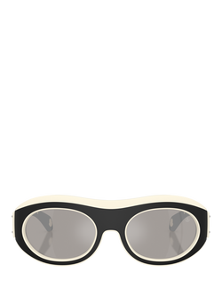 Moncler ME8015 Unisex Oval Sunglasses, Butter/Black - view 2, Butter/Black