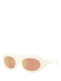 Moncler ME8015 Unisex Oval Sunglasses, Vanilla, Vanilla