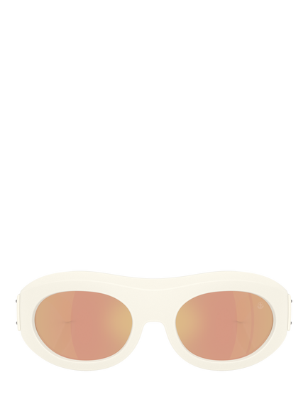 Moncler ME8015 Unisex Oval Sunglasses, Vanilla - view 2, Vanilla