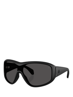 Moncler ME8016 Unisex Oval Sunglasses, Matte Black, Matte Black