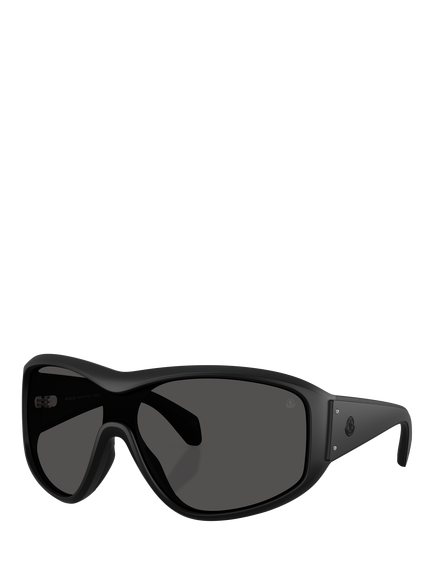 Moncler ME8016 Unisex Oval Sunglasses, Matte Black, Matte Black