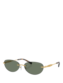 Michael Kors MK1151 Women's Oval Sunglasses, Gold/Green, Gold/Green