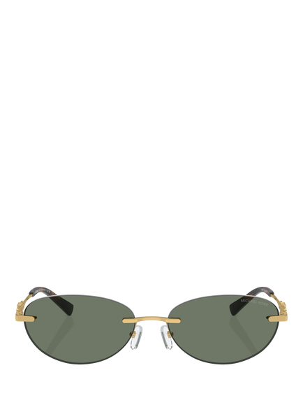 Michael Kors MK1151 Women's Oval Sunglasses, Gold/Green - view 2, Gold/Green