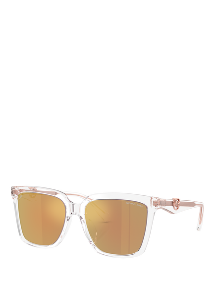Michael Kors MK2256U Women Polarised Square Sunglasses, Clear/Pink, Clear/Pink