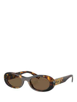 Miu Miu MU 06ZSV Women's Oval Sunglasses, Havana/Brown, Havana/Brown
