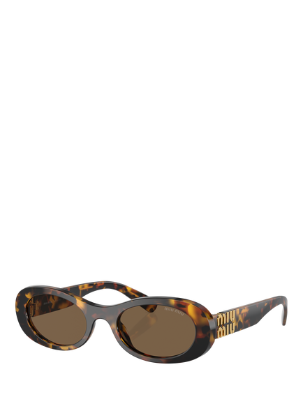 Miu Miu MU 06ZSV Women's Oval Sunglasses, Havana/Brown, Havana/Brown