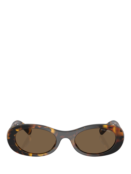 Miu Miu MU 06ZSV Women's Oval Sunglasses, Havana/Brown - view 2, Havana/Brown