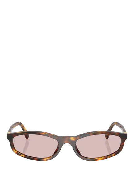 Miu Miu MU A06S Women's Irregular Sunglasses, Havana/Pink - view 2, Havana/Pink