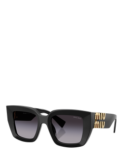 Miu Miu MU B05S1 Women's Square Sunglasses, Black/Grey Gradient, Black/Grey Gradient