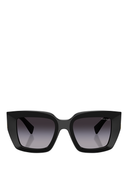 Miu Miu MU B05S1 Women's Square Sunglasses, Black/Grey Gradient - view 2, Black/Grey Gradient