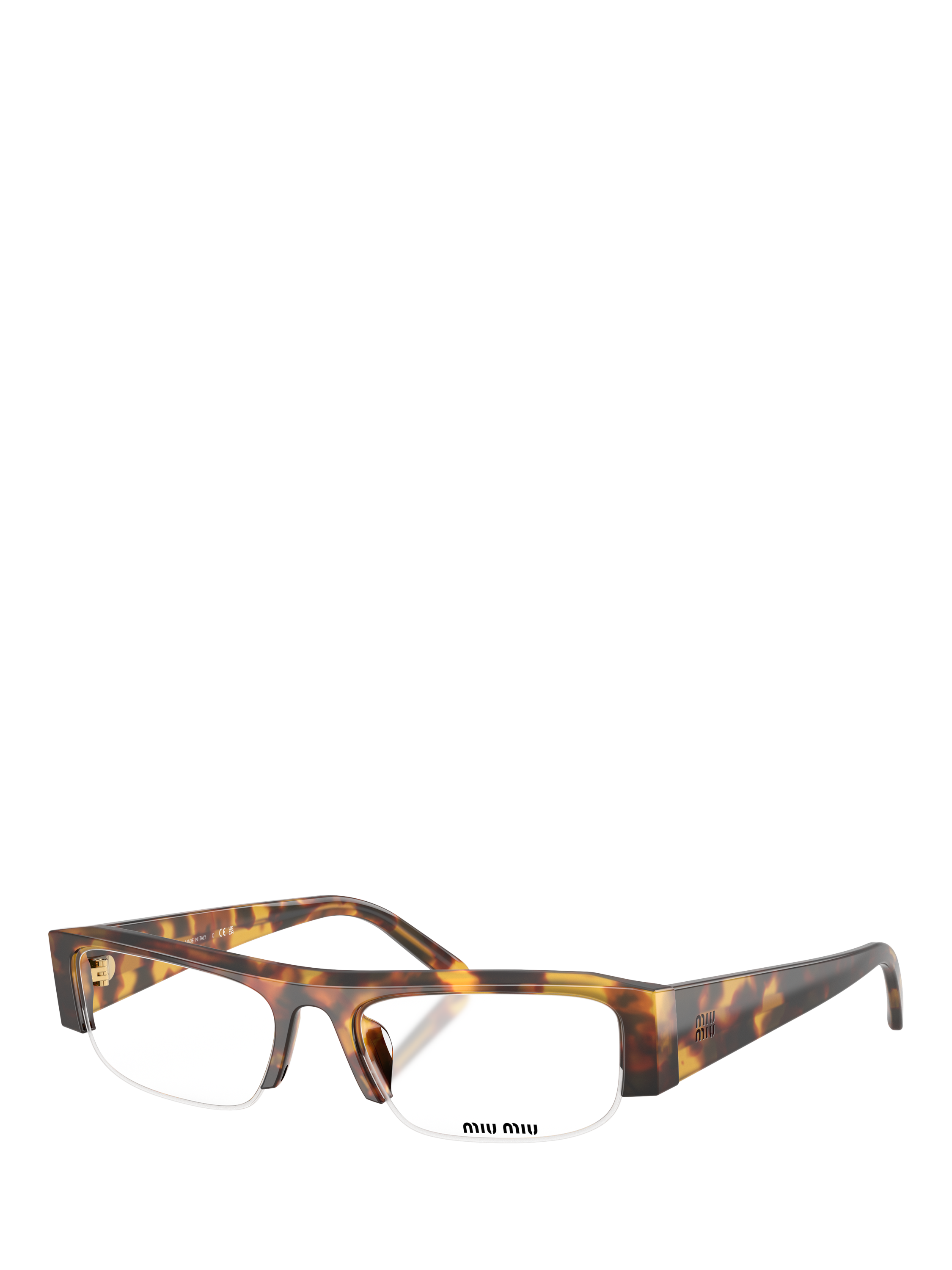 Product image 1 of 5, which shows Miu Miu MU B07S14 Women's Rectangular Sunglasses, Honey Havana