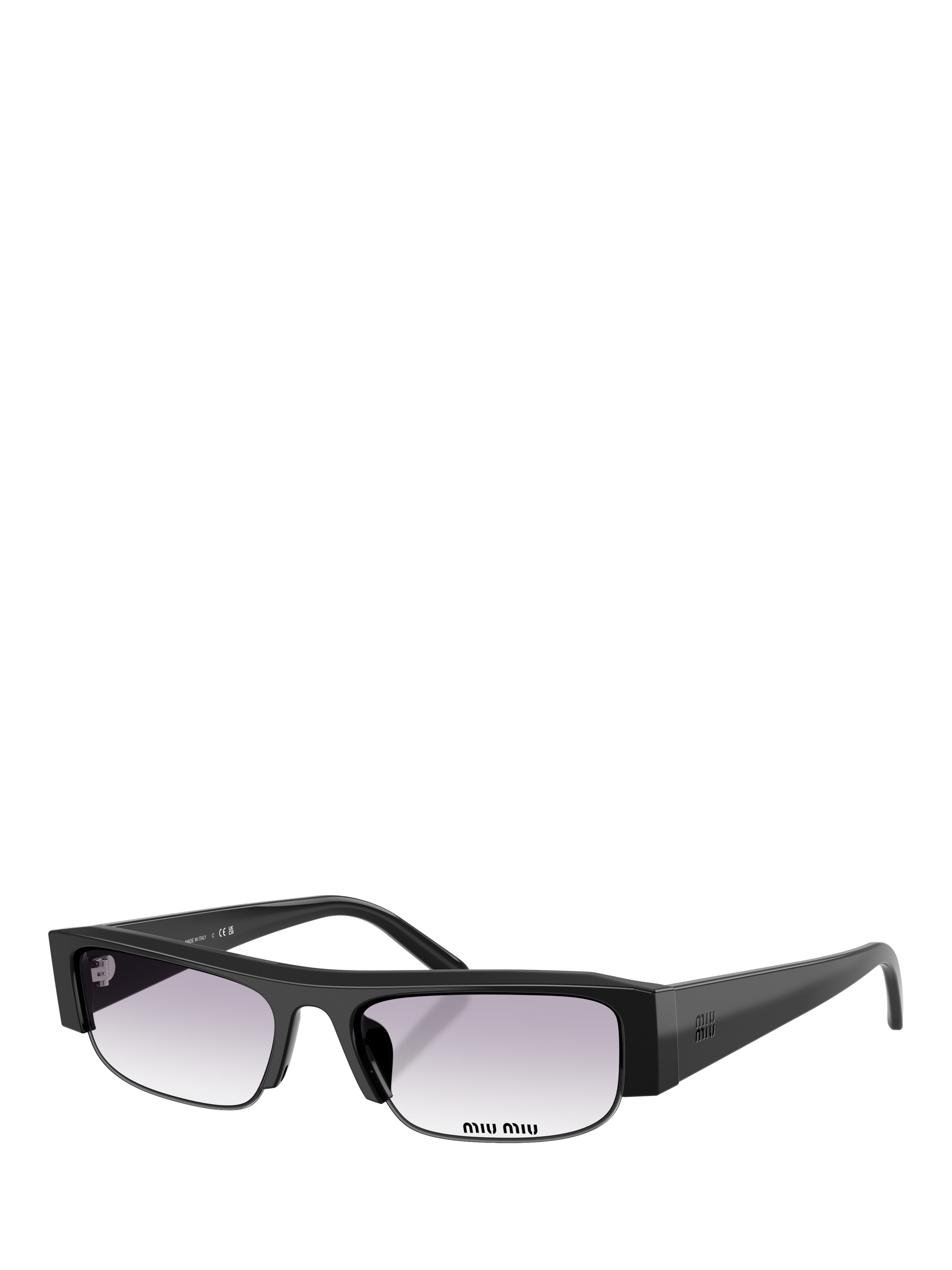 Product image 1 of 5, which shows Miu Miu MU B07S16 Women's Rectangular Sunglasses, Black/Grey