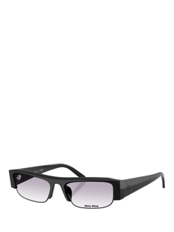Miu Miu MU B07S16 Women's Rectangular Sunglasses, Black/Grey, Black/Grey
