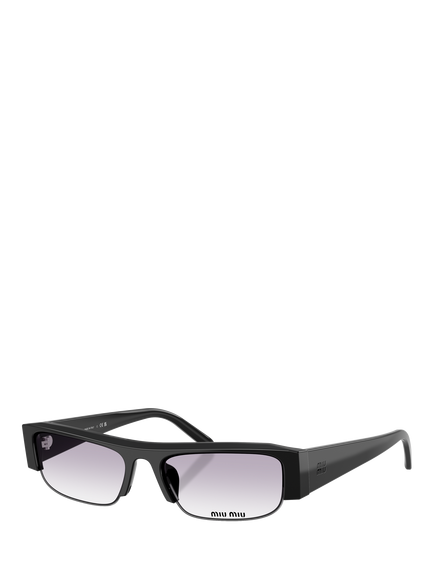 Miu Miu MU B07S16 Women's Rectangular Sunglasses, Black/Grey, Black/Grey