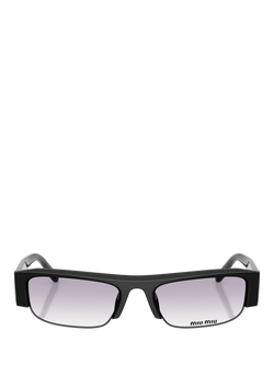 Miu Miu MU B07S16 Women's Rectangular Sunglasses, Black/Grey - view 2, Black/Grey